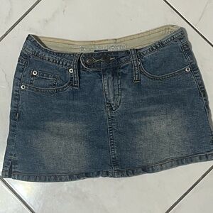 One Tuff Babe vintage Y2K ultra Jean denim tight short mini skirt distress micro